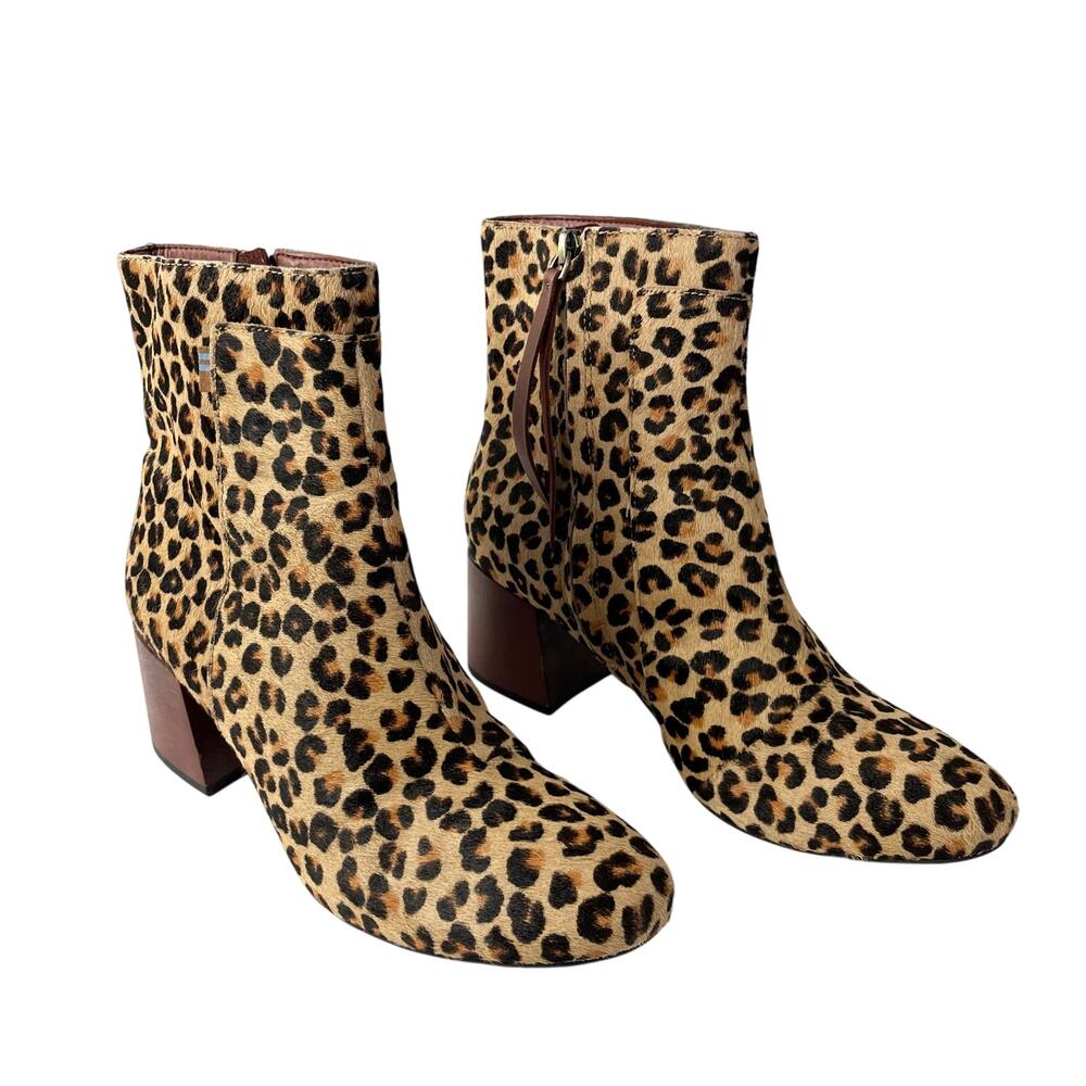 Toms Women's Emmy Leopard Print Calf Hair Block-Heel Booties